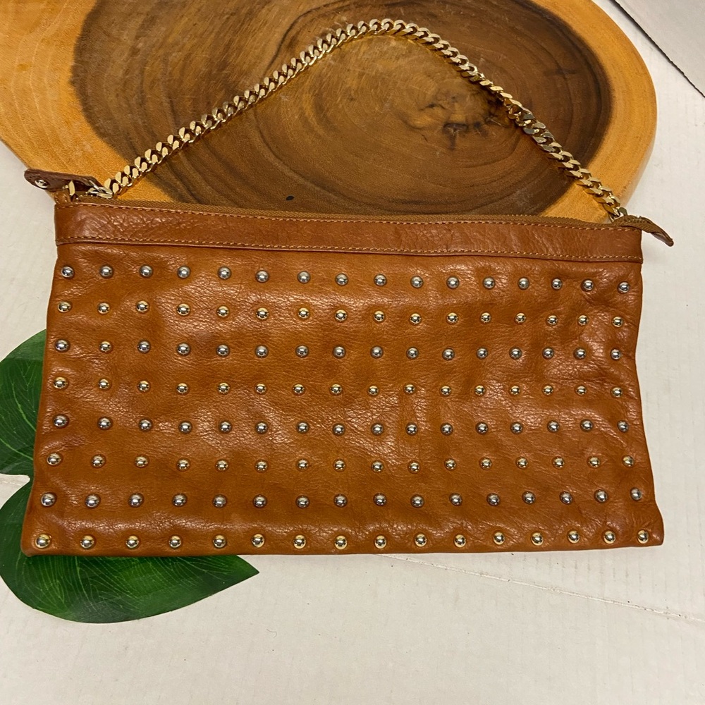 POP CORN Milano Studded Leather Clutch Made In Italy